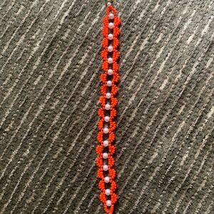 Handmade Orange and White Beaded Bracelet